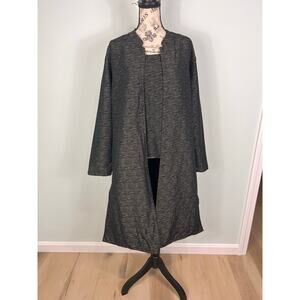 2PC 100% Silk Dialogue Gray Top and Jacket Set